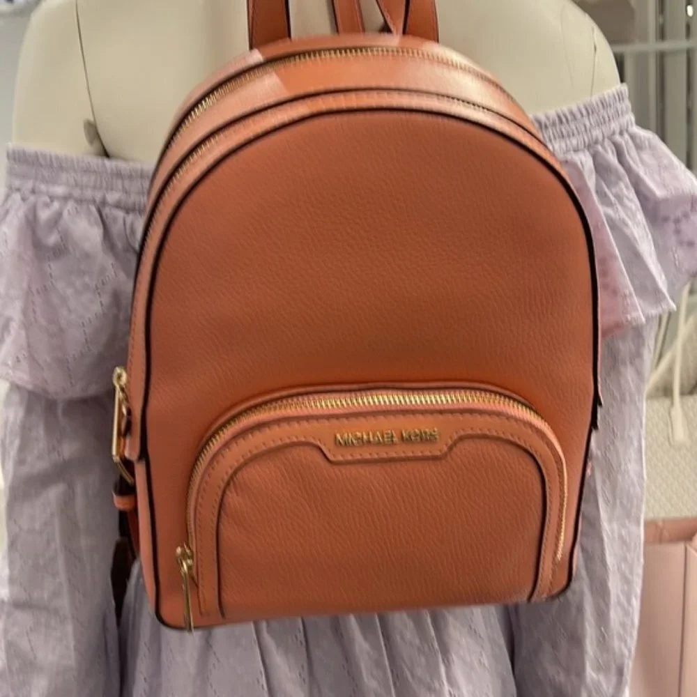 Michael Kors Jaycee Medium Zip PKT Backpack Sherbert Leather
